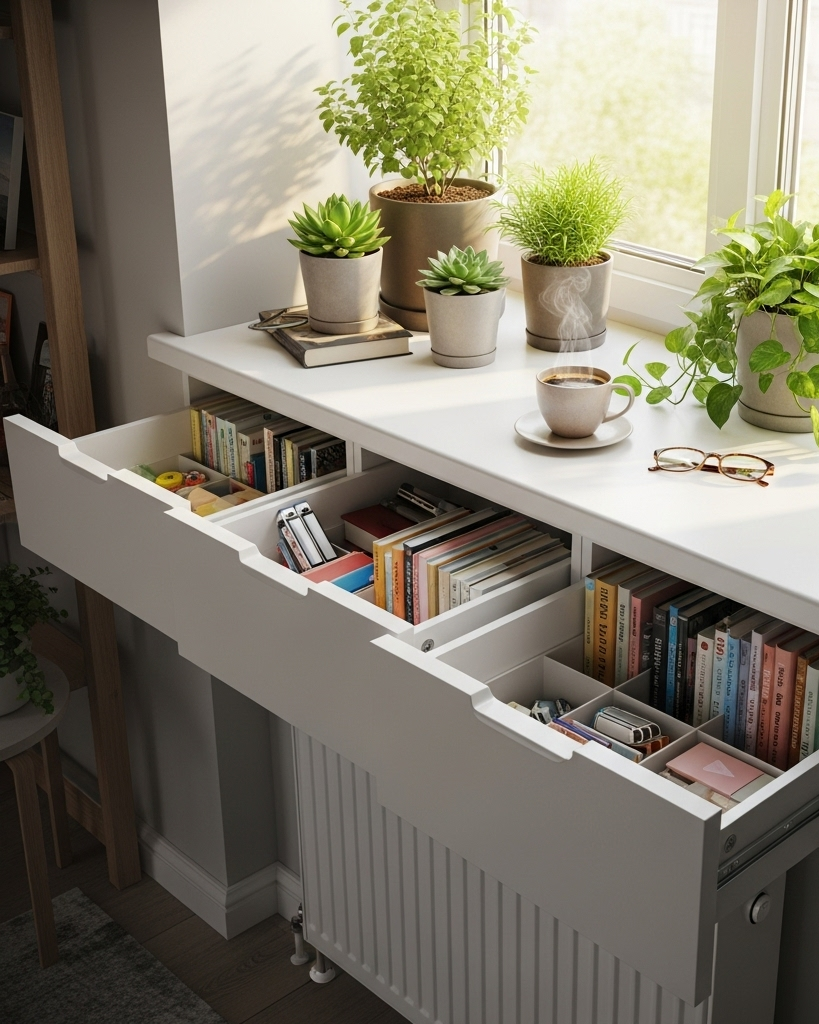 A párkány, mint rejtett tárolóhely – ötletek kis lakásokba 