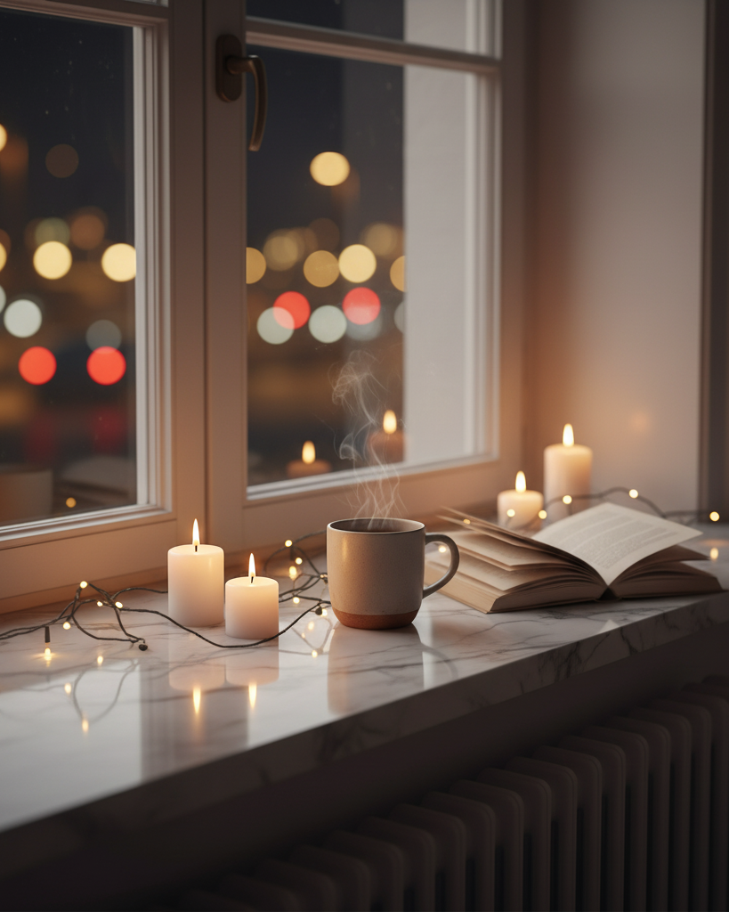 Éjszakai hangulatfények a párkányon – intimitás és nyugalom